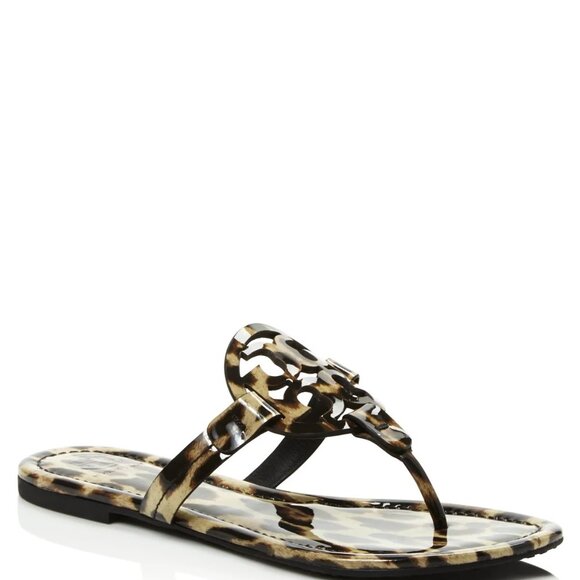 NWOB Tory Burch Miller Leopard Print Logo Flip Flops Thong Sandals - Size 7.5 - Picture 4 of 7